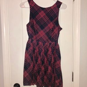 Dark Navy and Red Plaid Skater Dress